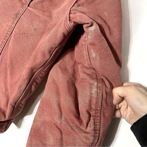 Vintage Carhartt WJO97 VRS Salmon Pink Duck Canvas Detroit Blanket Lined Coat XL - Picture 14 of 16